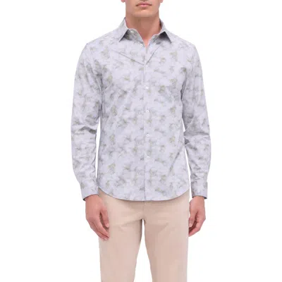 Bugatchi Jimmy Ooohcotton® Leaf Print Button-up Shirt In Desert