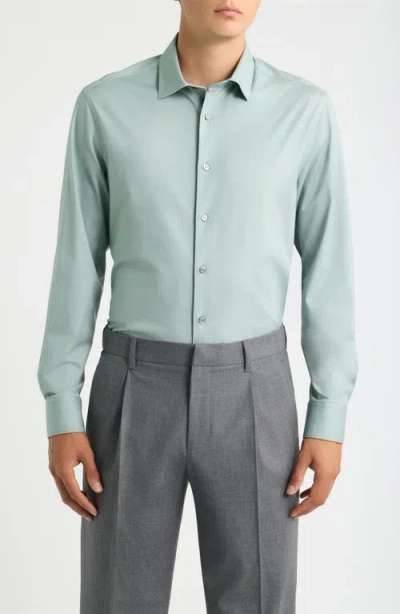 Bugatchi Jimmy Ooohcotton® Long Sleeve Performance Shirt In Green