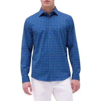 Bugatchi Jimmy Ooohcotton® Medallion Print Button-up Shirt In Indigo