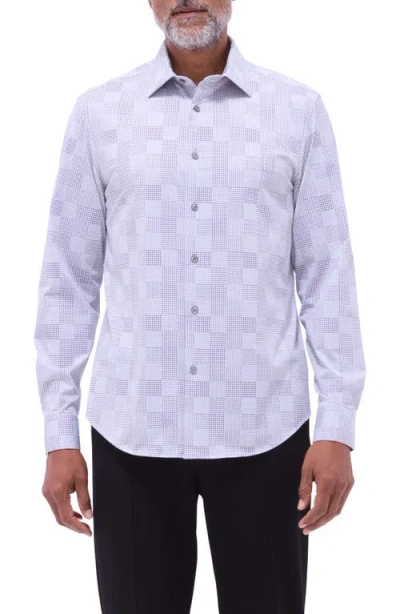 Bugatchi Jimmy Ooohcotton® Mixed Print Button-up Shirt In Purple