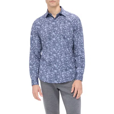 Bugatchi Jimmy Ooohcotton® Spatter Plaid Button-up Shirt In Blue