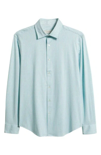 Bugatchi Jimmy Ooohcotton® Stripe Button-up Shirt In Green