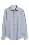 Bugatchi Axel Linen Button-up Shirt In Gray
