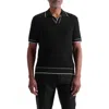 Bugatchi Johnny Collar Basket Stitch Cotton Blend Polo Sweater In Black
