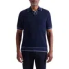 Bugatchi Johnny Collar Basket Stitch Cotton Blend Polo Sweater In Black