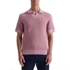 Bugatchi Johnny Collar Basket Stitch Cotton Blend Polo Sweater In Gold