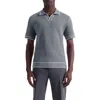 Bugatchi Johnny Collar Basket Stitch Cotton Blend Polo Sweater In Gray