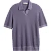 Bugatchi Johnny Collar Basket Stitch Cotton Blend Polo Sweater In Purple