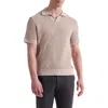 Bugatchi Johnny Collar Basket Stitch Cotton Blend Polo Sweater In Nude