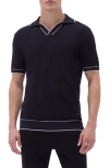 Bugatchi Johnny Collar Rib Polo In Black