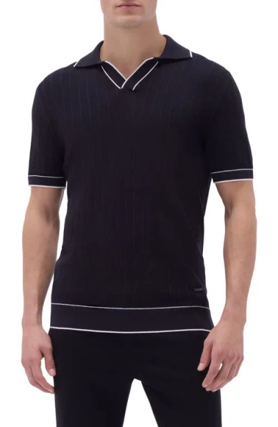 Bugatchi Johnny Collar Rib Polo In Black