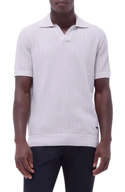 Bugatchi Johnny Collar Rib Polo In Platinum