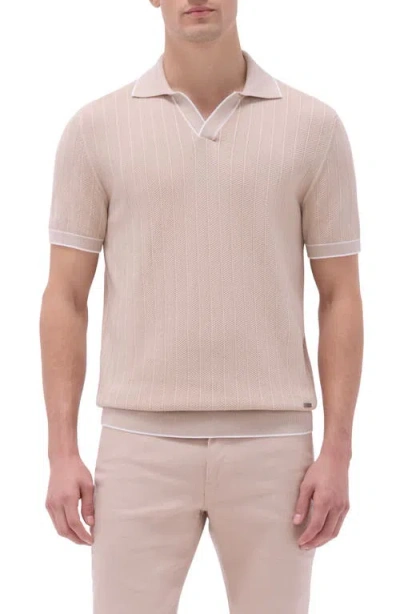 Bugatchi Johnny Collar Rib Polo In Sand
