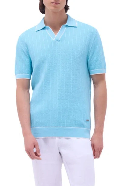 Bugatchi Johnny Collar Rib Polo In Turquoise