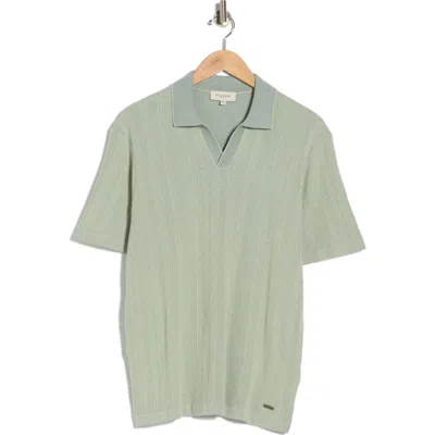 Bugatchi Johnny Collar Ribbed Cotton & Silk Polo Sweater In Green