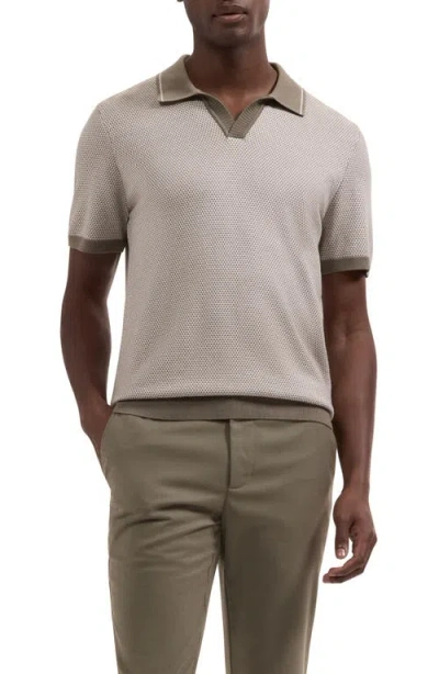 Bugatchi Johnny Collar Short Sleeve Sweater In Neutral