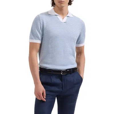 Bugatchi Johnny Collar Stripe Sweater In Blue