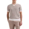 Bugatchi Johnny Collar Stripe Sweater In Brown