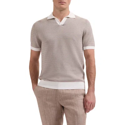 Bugatchi Johnny Collar Stripe Sweater In Brown