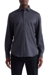 Bugatchi Jules Ooohcotton® Diamond Print Button-down Shirt In Black