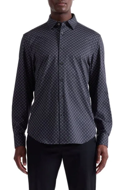 Bugatchi Jules Ooohcotton® Diamond Print Button-down Shirt In Black