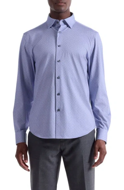 Bugatchi Jules Ooohcotton® Floral Check Print Button-down Shirt In Blue