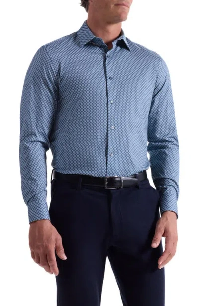 Bugatchi Jules Ooohcotton® Geo Print Button-up Shirt In Blue