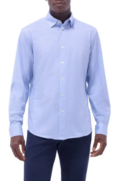 Bugatchi Jules Ooohcotton® Grid Check Button-up Shirt In Blue