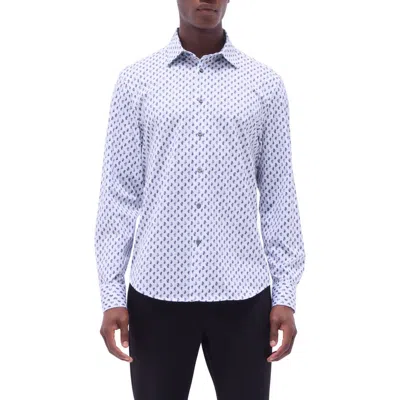 Bugatchi Jules Ooohcotton® Paisley Button-up Shirt In Platinum