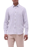 Bugatchi Julian Check Slub Linen Button-up Shirt In Navy