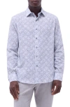 Bugatchi Julian Floral Cotton Button-up Shirt In Platinum