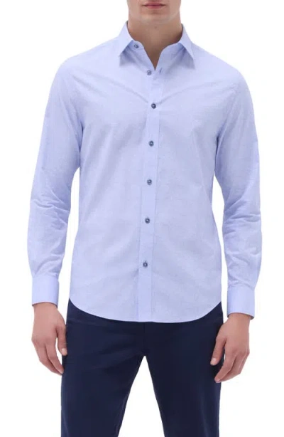 Bugatchi Julian Geometric Jacquard Stretch Cotton Button-up Shirt In Sky