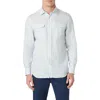 Bugatchi Julian Linen Blend Shaped Fit Button-up Shirt In Sky