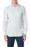Bugatchi Julian Linen Blend Shaped Fit Button-up Shirt In Sky