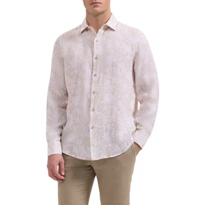 Bugatchi Julian Linen Button-up Shirt In Pink
