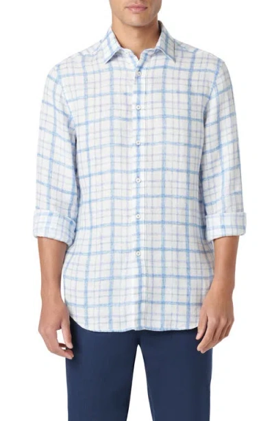 Bugatchi Julian Ooohcotton® Linen Button-up Shirt In Blue
