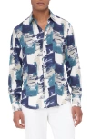 Bugatchi Julian Paisley Ecovero™ Viscose Button-up Shirt In Navy Multi
