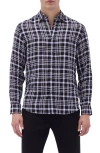 Bugatchi Julian Plaid Linen Button-up Shirt In Black