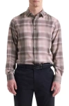 Bugatchi Julian Shaped Fit Abstract Check Lyocell Button-up Shirt In Burgundy