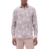 Bugatchi Julian Shaped Fit Abstract Print Linen Button-up Shirt In Olive