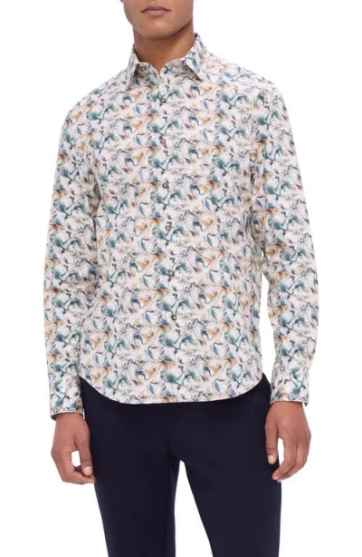 Bugatchi Julian Shaped Fit Abstract Print Stretch Button-up Shirt In Desert