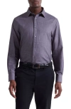 Bugatchi Julian Shaped Fit Brushed Mélange Button-up Shirt In Purple