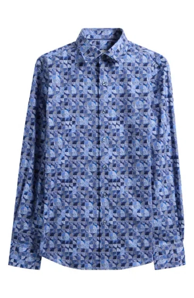 Bugatchi Julian Shaped Fit Button-up Shirt In Blue