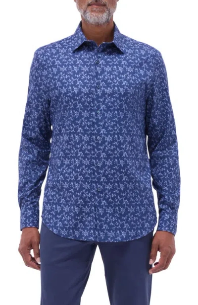 Bugatchi Julian Shaped Fit Button-up Shirt In Navy