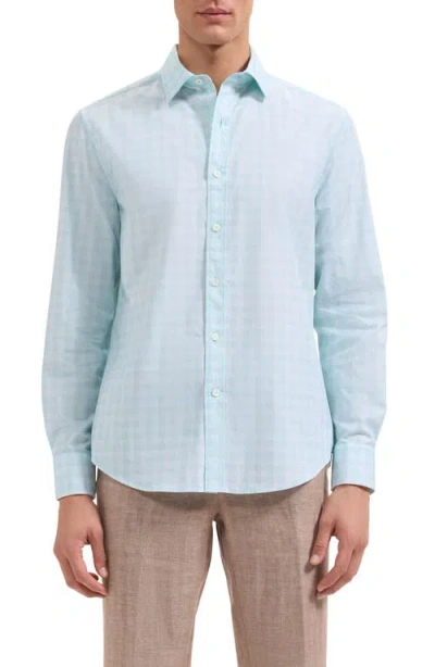 Bugatchi Julian Shaped Fit Check Cotton Button-up Shirt In Blue