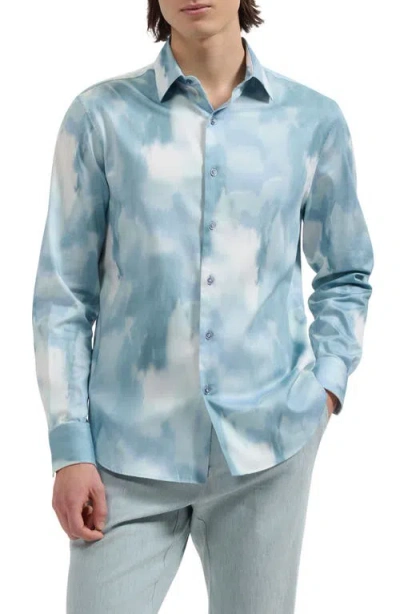 Bugatchi Julian Shaped Fit Cloud Print Stretch Cotton Button-up Shirt In Multi