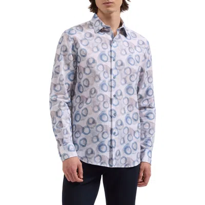 Bugatchi Julian Shaped Fit Cotton Button-up Shirt In Blue