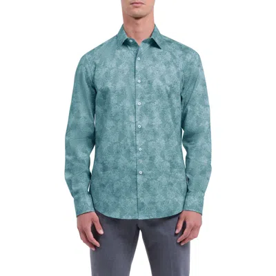 Bugatchi Julian Shaped Fit Floral Button-up Shirt In Green
