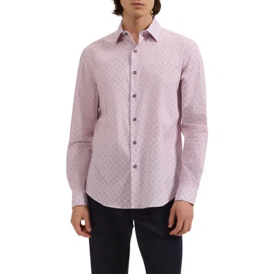 Bugatchi Julian Shaped Fit Floral Cotton Button-up Shirt In Pink
