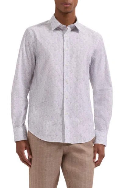 Bugatchi Julian Shaped Fit Floral Cotton Button-up Shirt In White